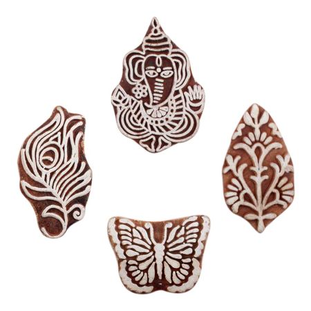 Set of 4 Piece New Mix Wooden Printing Block